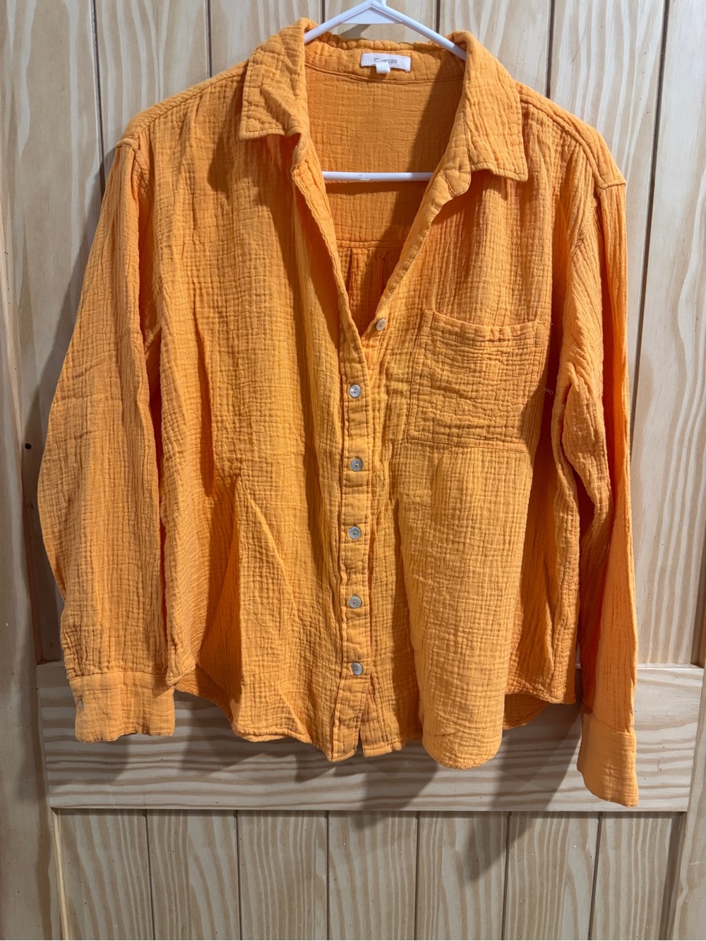 Maurices 100% cotton button down lightweight shirt—Orange—Small